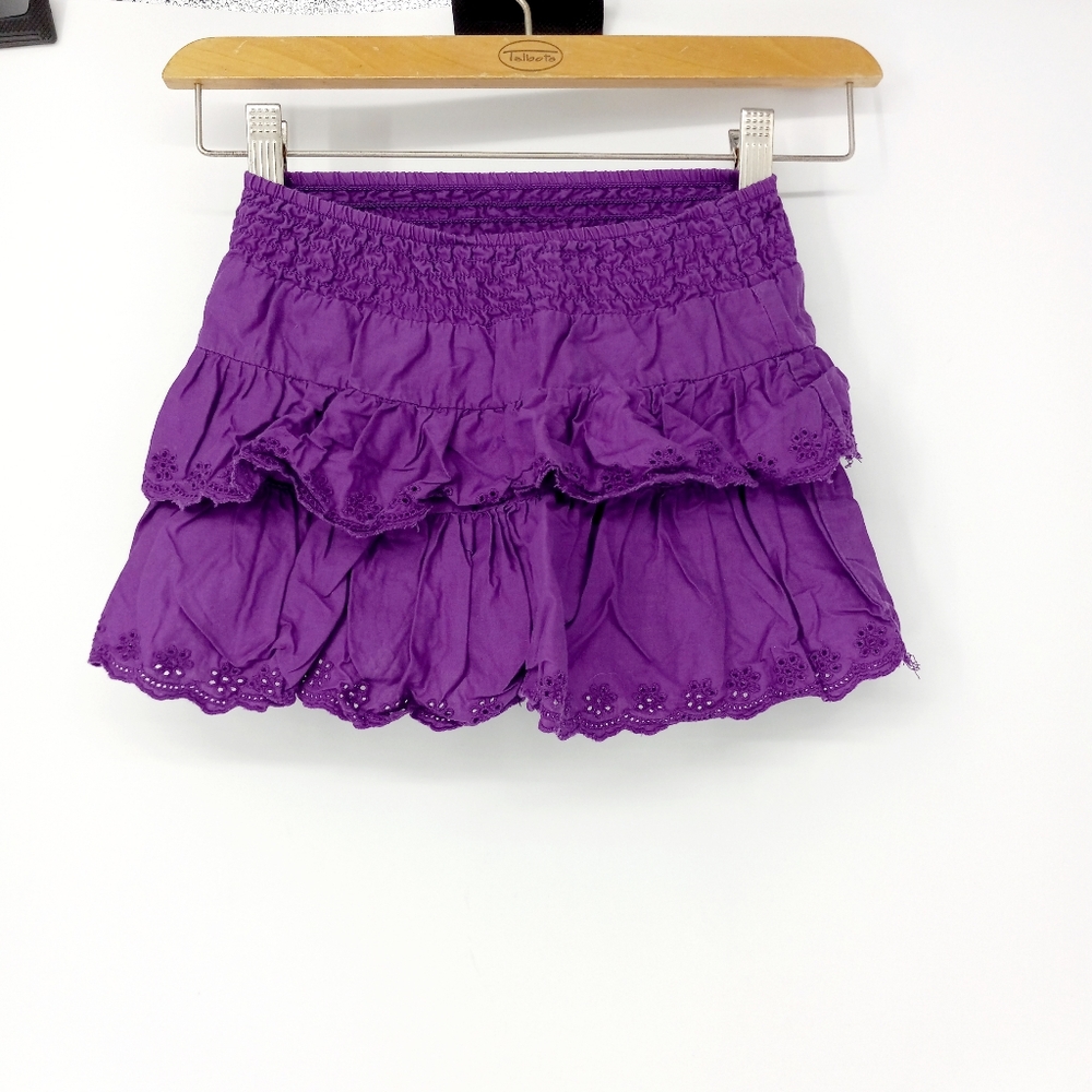 Arizona Size 5 Girls Vivid Purple Lace Elastic Waist Shorts Ruffle Skirt